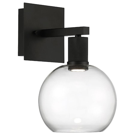 Access Lighting Port Nine Burgundy, Burgundy LED Wall Sconce, Matte Black Finish, Clear Glass 63145LEDD-MBL/CLR